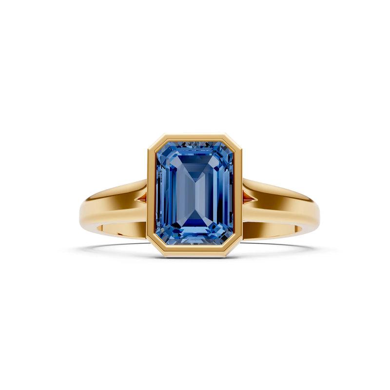 Solid Gold Emerald Cut Gemstone Engagement Ring , 1.50 Ct