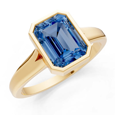 Solid Gold Emerald Cut Gemstone Engagement Ring , 1.50 Ct