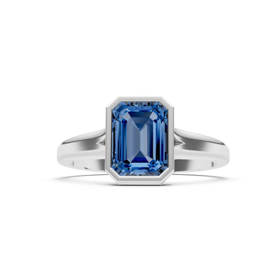Solid Gold Emerald Cut Gemstone Engagement Ring , 1.50 Ct