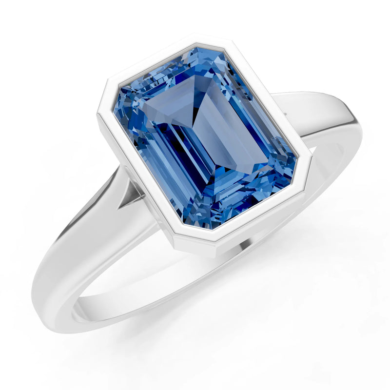 Solid Gold Emerald Cut Gemstone Engagement Ring , 1.50 Ct
