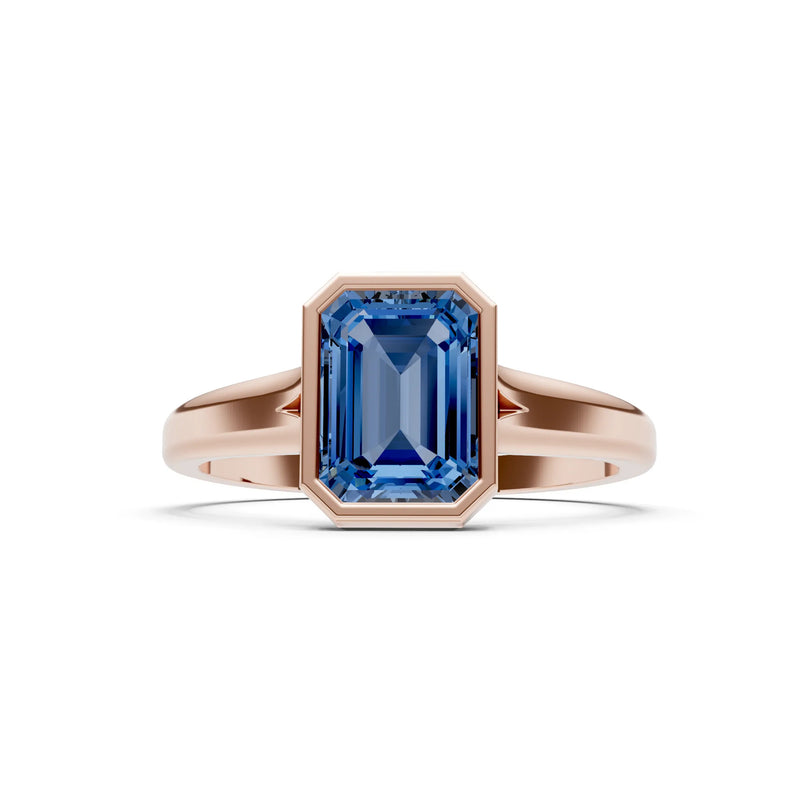 Solid Gold Emerald Cut Gemstone Engagement Ring , 1.50 Ct