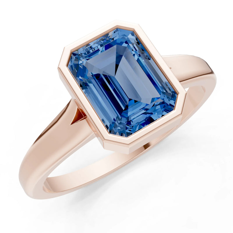Solid Gold Emerald Cut Gemstone Engagement Ring , 1.50 Ct