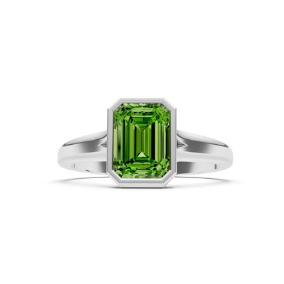 Solid Gold Emerald Cut Gemstone Engagement Ring , 1.50 Ct