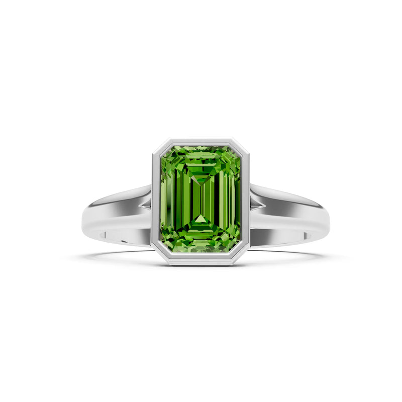 Solid Gold Emerald Cut Gemstone Engagement Ring , 1.50 Ct