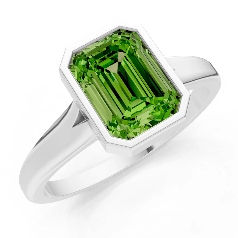 Solid Gold Emerald Cut Gemstone Engagement Ring , 1.50 Ct