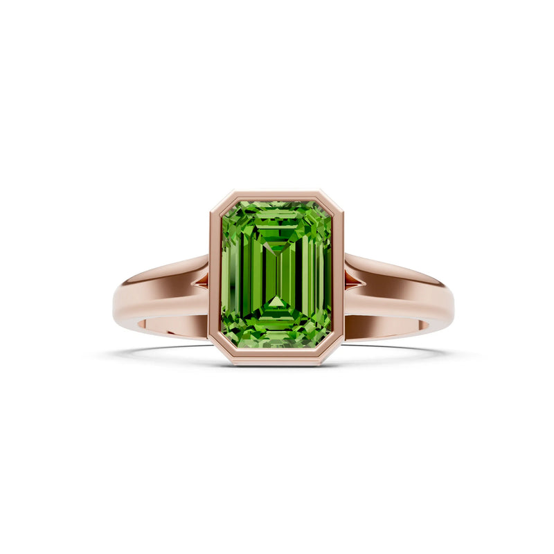 Solid Gold Emerald Cut Gemstone Engagement Ring , 1.50 Ct