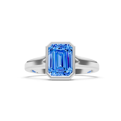 Solid Gold Emerald Cut Gemstone Engagement Ring , 1.50 Ct