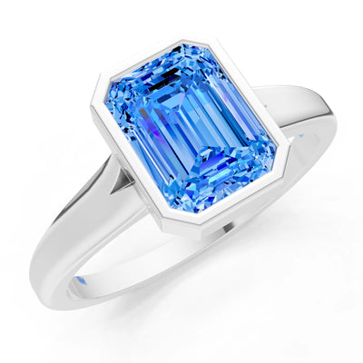Solid Gold Emerald Cut Gemstone Engagement Ring , 1.50 Ct