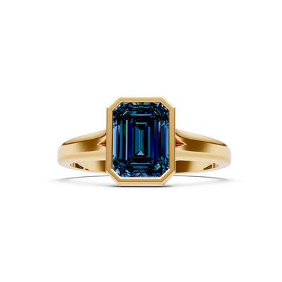 Alexandrite Emerald Cut Bezel Set Solitaire Ring