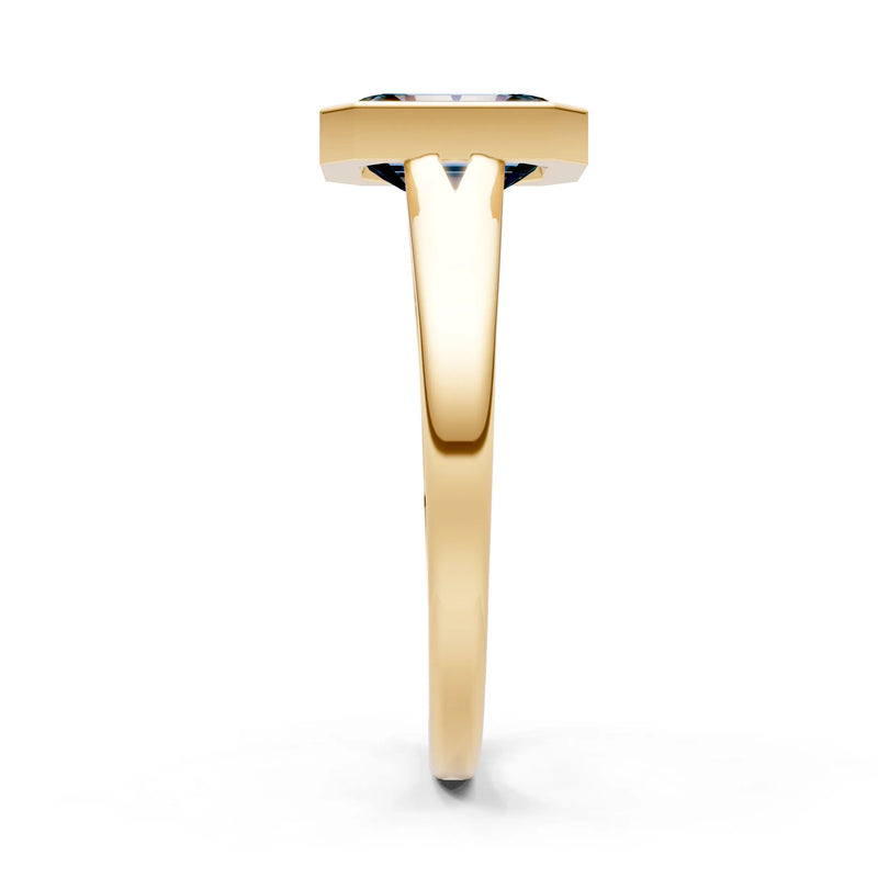 Alexandrite Emerald Cut Bezel Set Solitaire Ring