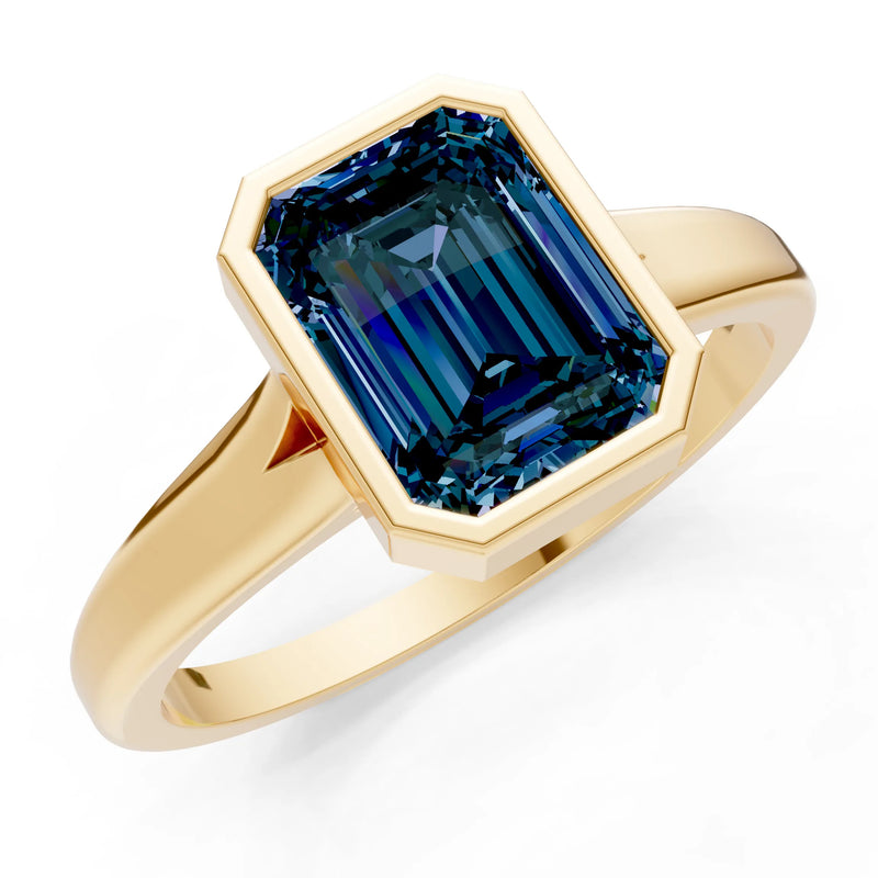 Alexandrite Emerald Cut Bezel Set Solitaire Ring