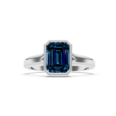 Solid Gold Emerald Cut Gemstone Engagement Ring , 1.50 Ct