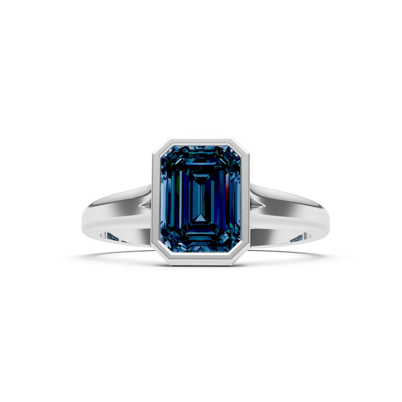 Solid Gold Emerald Cut Gemstone Engagement Ring , 1.50 Ct