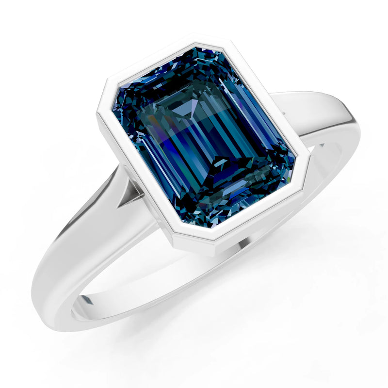 Solid Gold Emerald Cut Gemstone Engagement Ring , 1.50 Ct