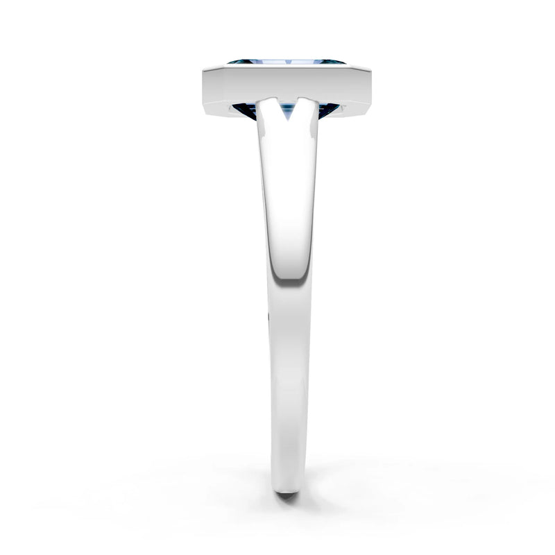 Alexandrite Emerald Cut Bezel Set Solitaire Ring