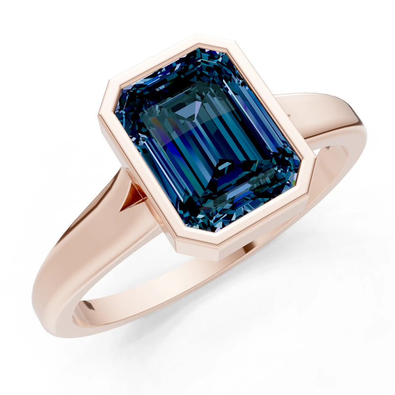 Solid Gold Emerald Cut Gemstone Engagement Ring , 1.50 Ct