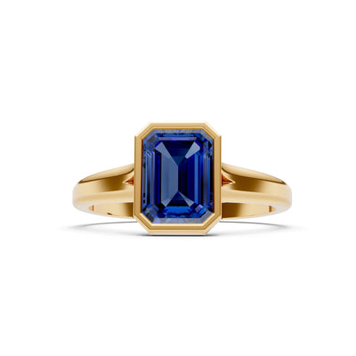 Solid Gold Emerald Cut Gemstone Engagement Ring , 1.50 Ct
