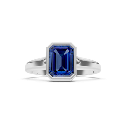 Solid Gold Emerald Cut Gemstone Engagement Ring , 1.50 Ct