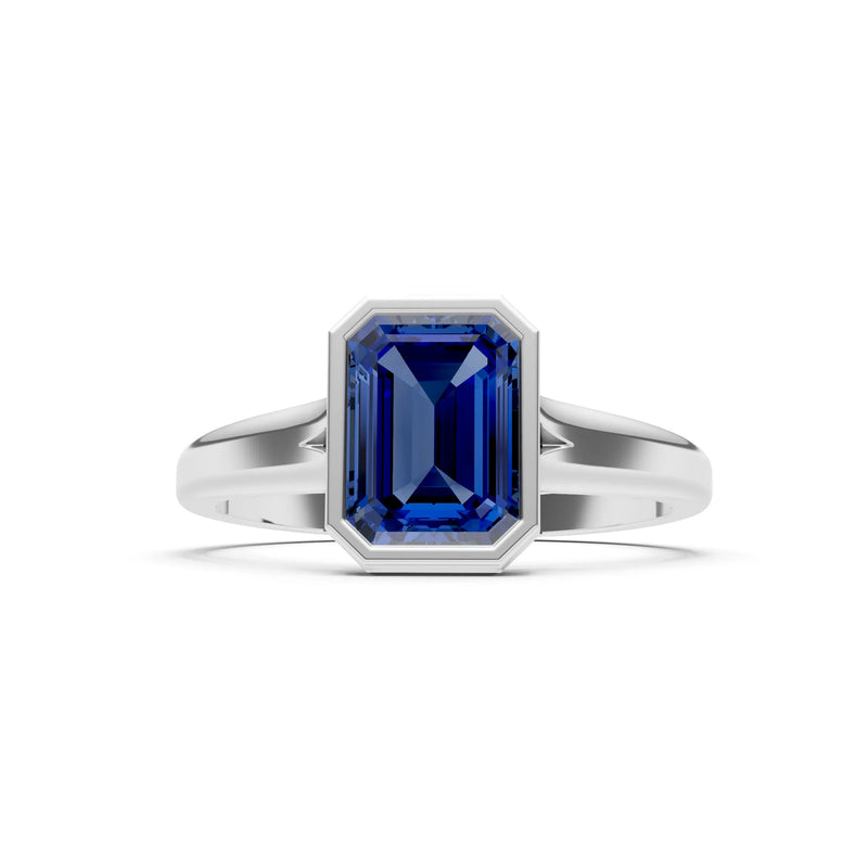 Solid Gold Emerald Cut Gemstone Engagement Ring , 1.50 Ct