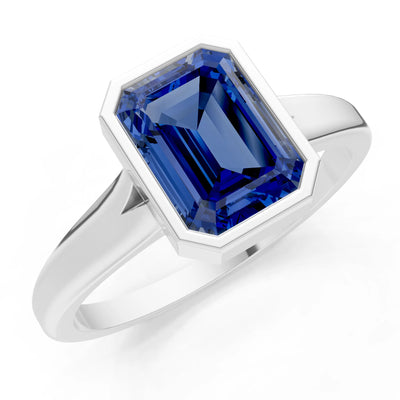 Solid Gold Emerald Cut Gemstone Engagement Ring , 1.50 Ct