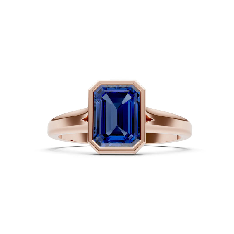 Solid Gold Emerald Cut Gemstone Engagement Ring , 1.50 Ct