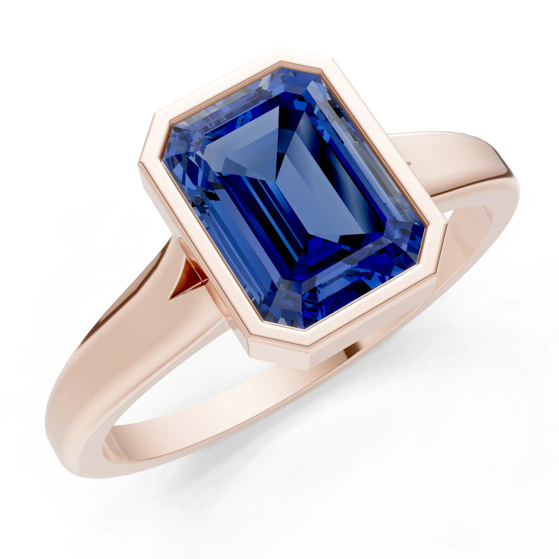 Solid Gold Emerald Cut Gemstone Engagement Ring , 1.50 Ct