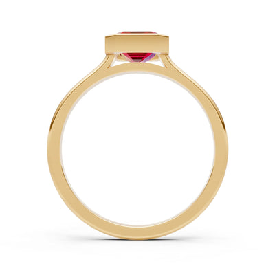 Solid Gold Emerald Cut Gemstone Engagement Ring , 1.50 Ct