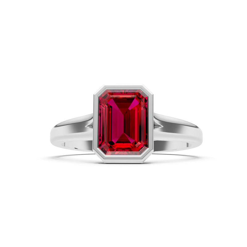 Solid Gold Emerald Cut Gemstone Engagement Ring , 1.50 Ct