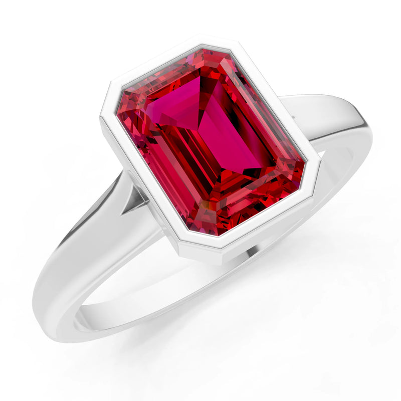 Solid Gold Emerald Cut Gemstone Engagement Ring , 1.50 Ct