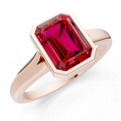 Solid Gold Emerald Cut Gemstone Engagement Ring , 1.50 Ct