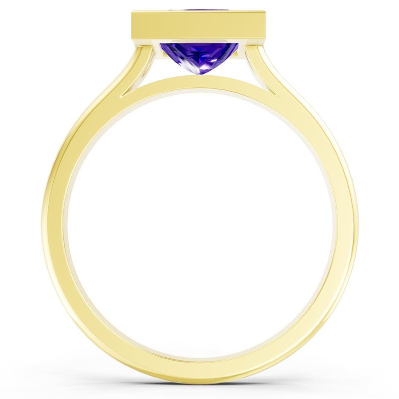 Princess Cut Bezel Gemstone Solitaire Ring