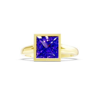 Princess Cut Bezel Gemstone Solitaire Ring