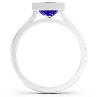 Princess Cut Bezel Gemstone Solitaire Ring