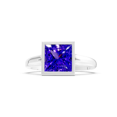 Princess Cut Bezel Gemstone Solitaire Ring