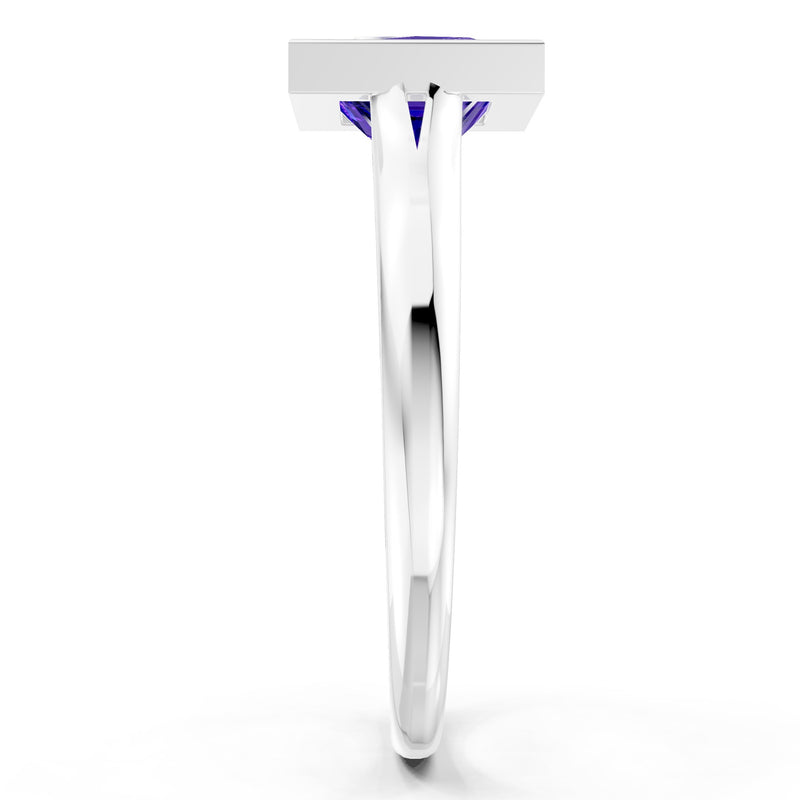 Princess Cut Bezel Gemstone Solitaire Ring