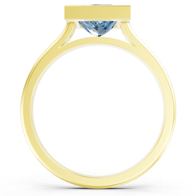 Princess Cut Bezel Gemstone Solitaire Ring