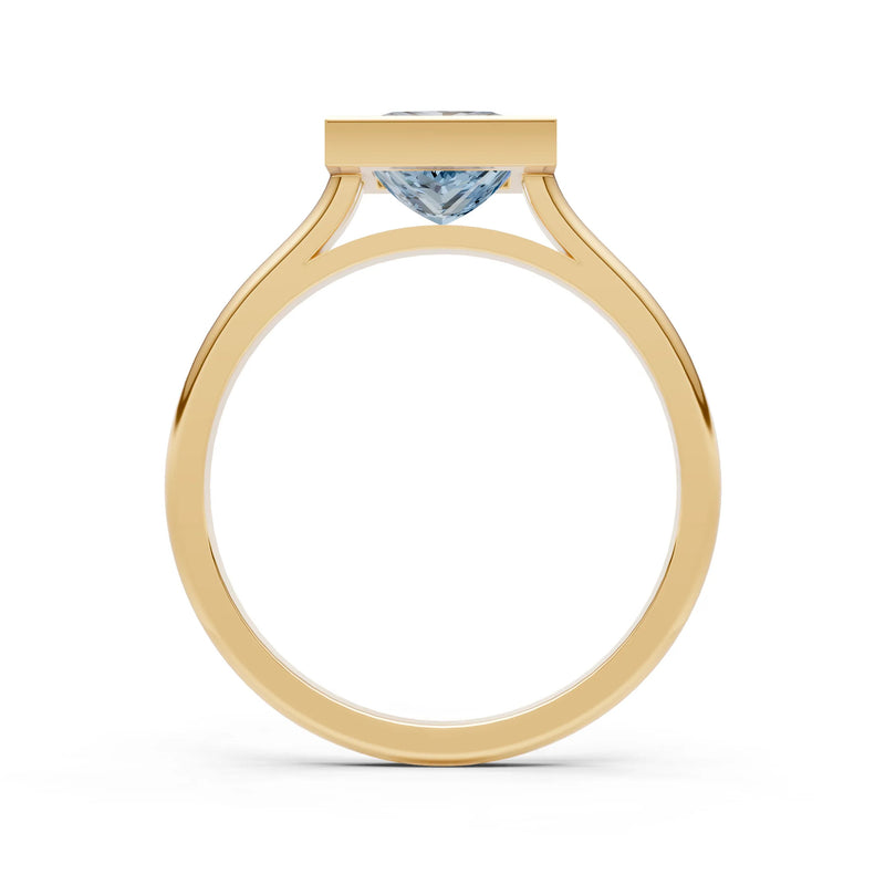 Aquamarine Princess Shape Bezel Solitaire Ring