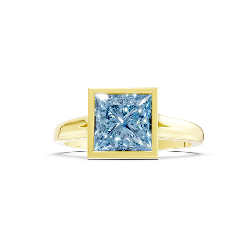 Princess Cut Bezel Gemstone Solitaire Ring
