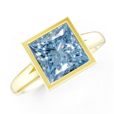 Princess Cut Bezel Gemstone Solitaire Ring