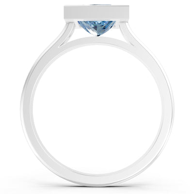 Princess Cut Bezel Gemstone Solitaire Ring