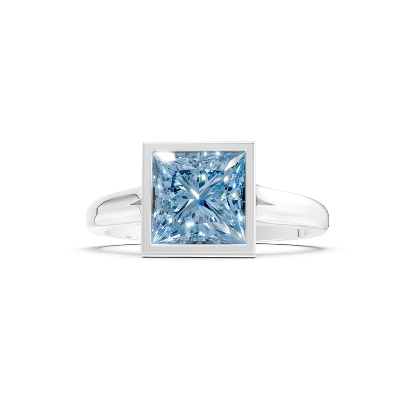 Princess Cut Bezel Gemstone Solitaire Ring