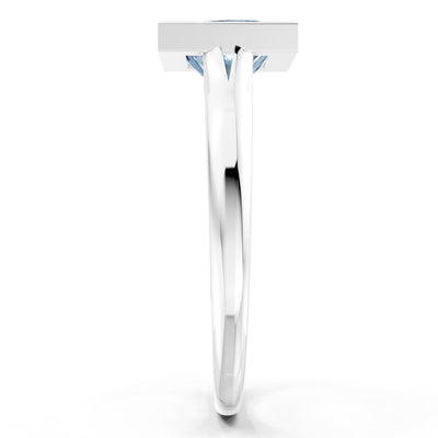 Princess Cut Bezel Gemstone Solitaire Ring