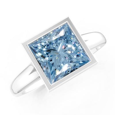Princess Cut Bezel Gemstone Solitaire Ring