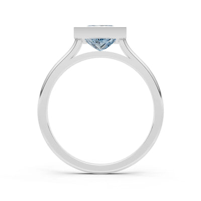 Aquamarine Princess Shape Bezel Solitaire Ring
