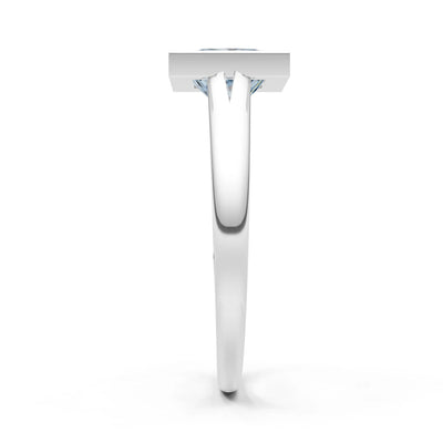 Aquamarine Princess Shape Bezel Solitaire Ring