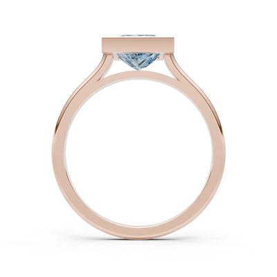 Princess Cut Bezel Gemstone Solitaire Ring