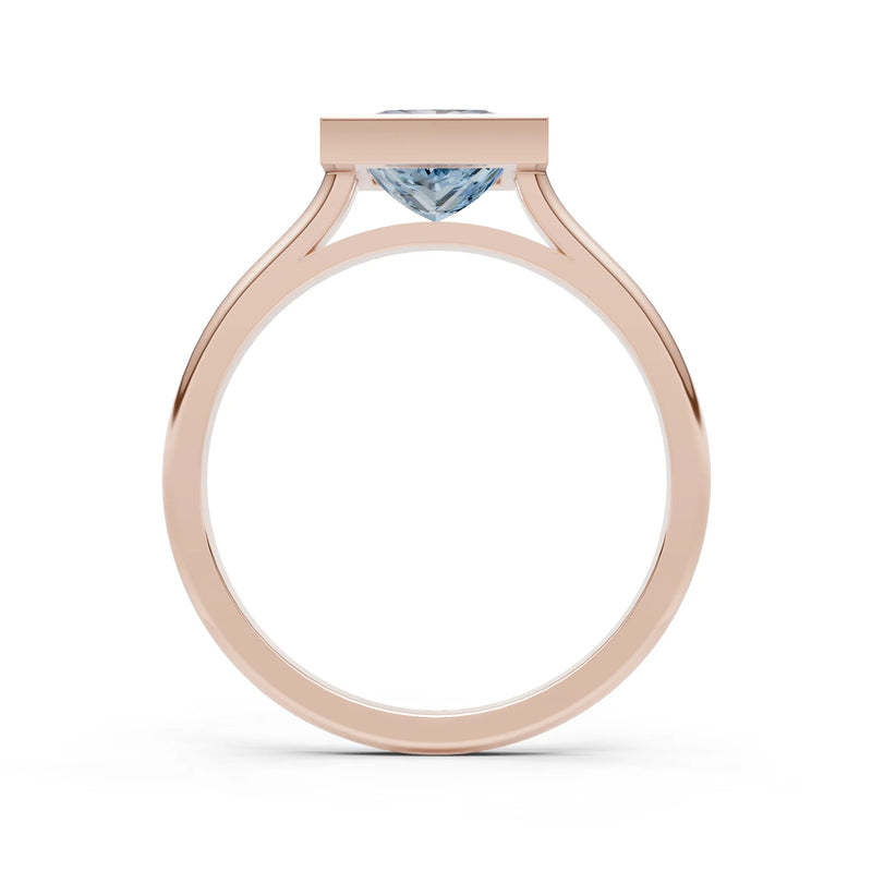 Aquamarine Princess Shape Bezel Solitaire Ring