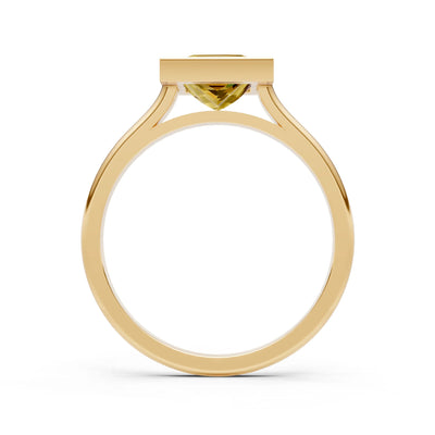 Citrine Princess Shape Bezel Solitaire Ring