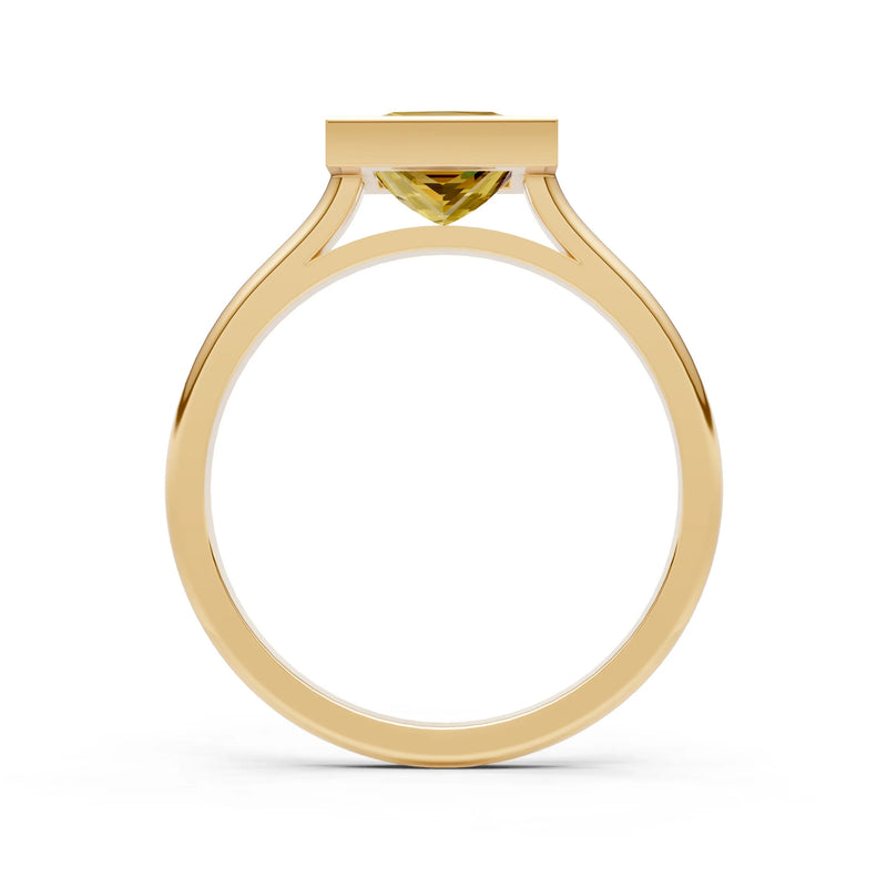 Citrine Princess Shape Bezel Solitaire Ring