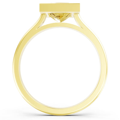 Princess Cut Bezel Gemstone Solitaire Ring
